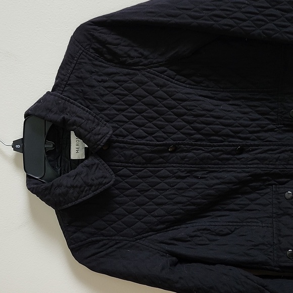 Merona black quilted chore jacket zip button closure women's size small - Picture 2 of 12